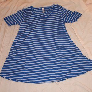 LuluRoe Blue and Grey Stripped Top